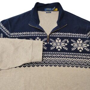 Polo Ralph Lauren 1/4 Zip Sweater Men's XXL 2XL Fair Isle Snowflake Estate Rib